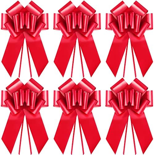 Zoe Deco - Big Car Bow - Red, 23 inch, 6 Pack - Giant Car Bow for Birthday, Christmas, Wedding Reception, Surprise Party - Large Gift Wrapping for Huge Present