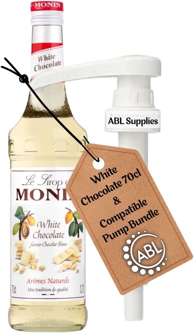 Premium White Chocolate Syrup 700ml | White Chocolate Syrup for Coffee Flavouring + ABL Supplies compatible Monin Pump