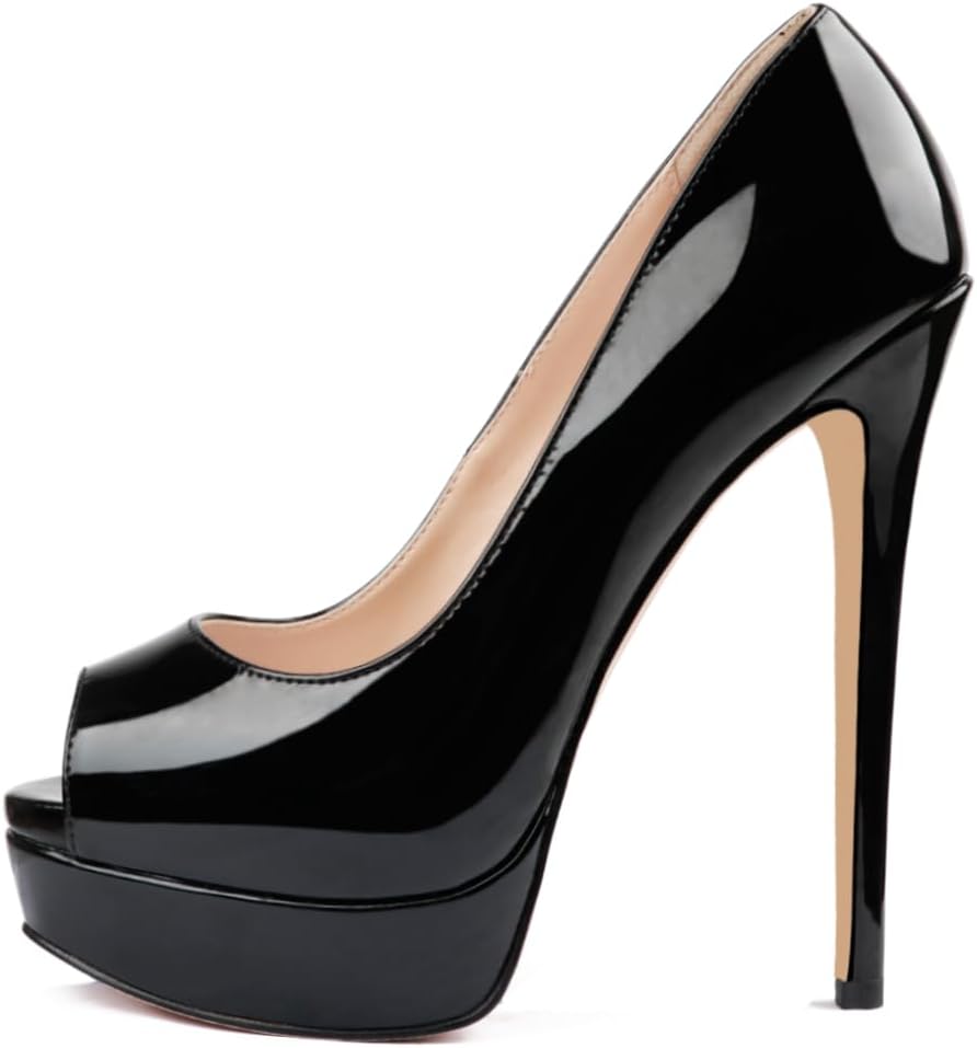MERUMOTE Women's Platform Stiletto Heels Shoes Peep Toe Pumps 6 inch Heels for Dress Wedding Party