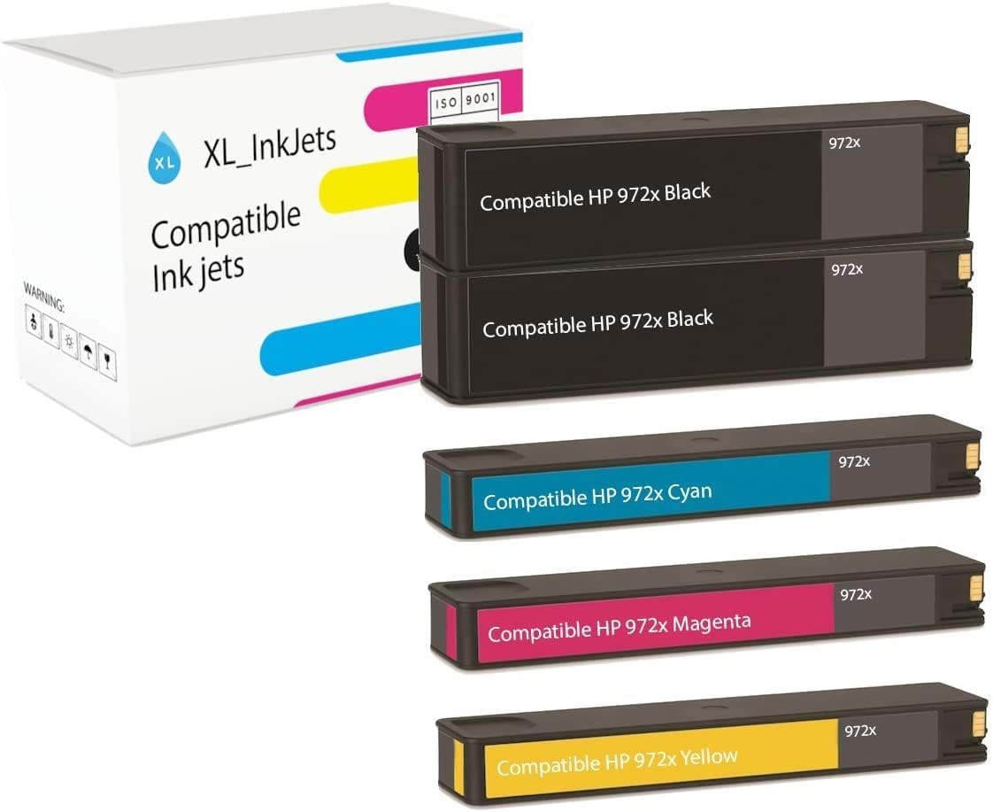 XL-Ink Compatible for HP 972X 5-Pack (CMY + 2xBK: 2X HP F6T84AN, L0S04AN, L0S01AN, L0R98AN. Capacity: 2X 10.000 Pages, 3X 7000 Pages).