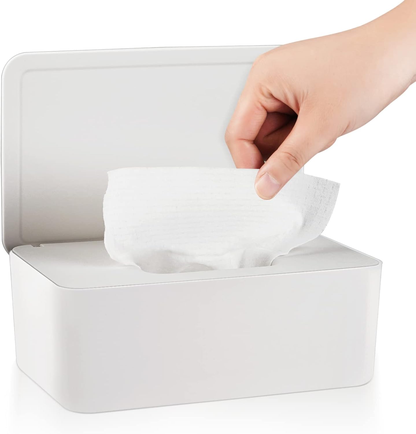 Wipes Holders Large Capacity Wipes Dispenser Reusable Wipes Case Tissue Box for Home Living Room Bathroom (White)