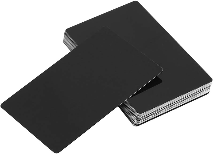 Business Cards, 50Pcs Business Visiting Name Cards, Impressive Blanks Laser Mark, Engraved Metal Smooth, for Laser Engraving DIY, for DIY Gift Lable Tag Cards, 3.4 * 2.1 * 0.01inch, Black