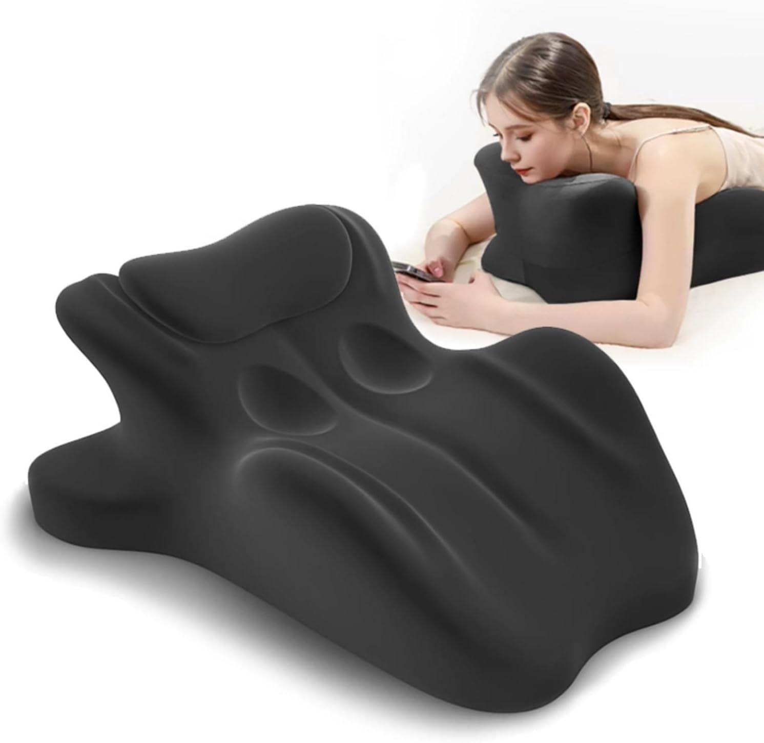 Memory Foam Wedge Pillow, 27 Degree Ergonomic Support, Black | Multi-Position Support for Neck Back Waist and Legs, Removable Soft Cover, Reading Reclining and Resting at Home