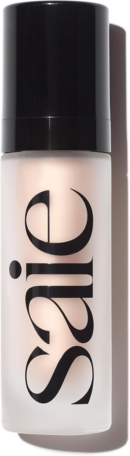 Saie Glowy Super Gel Light Highlighter - Luminiser and Foundation for Radiant Skin, Enriched with Vitamin C + Moisturising Squalene Oil, Use alone or under Makeup