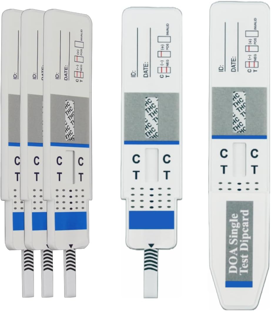 One Step Cannabis Urine Panel Drug Tests, 5 x Rapid Dip Card Testing Kits, 50ng/mL Cut-Off, Detects Marijuana, Hashish, THC, Ideal for Parents, Schools, Hospitals, Workplace (5 Tests)