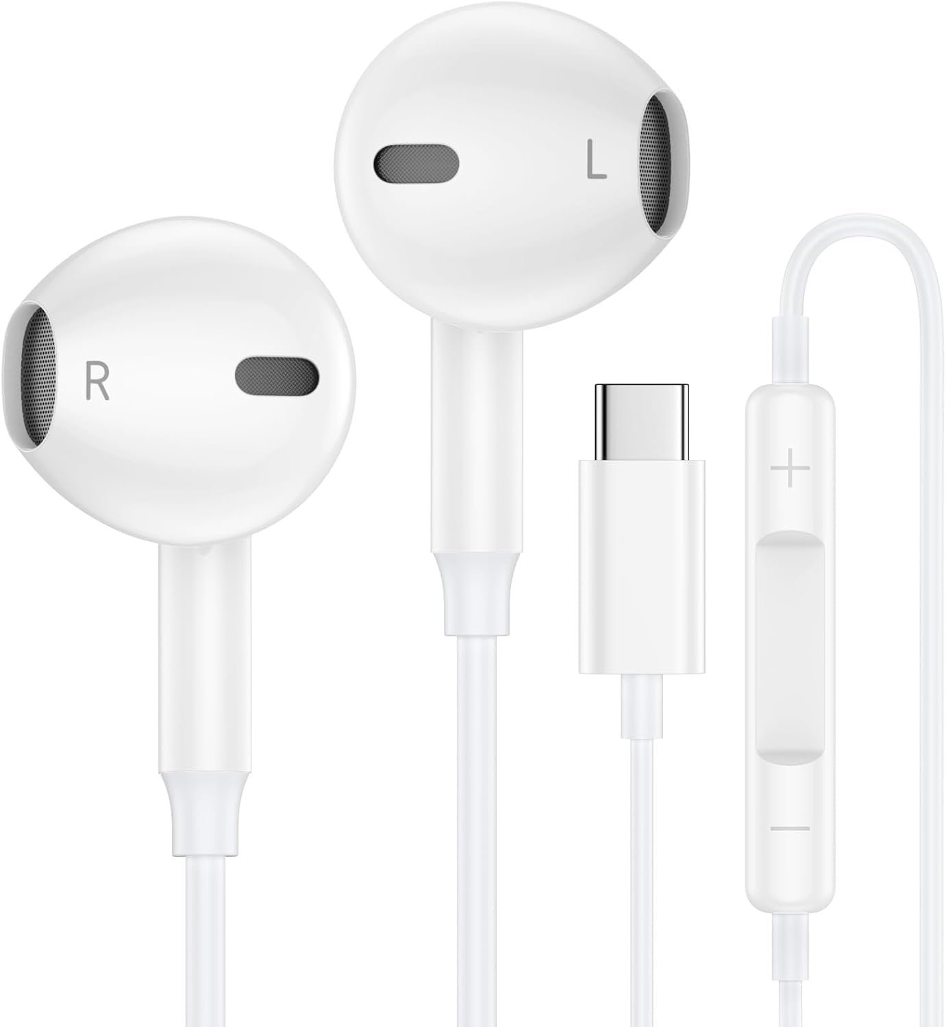 USB C Headphones Wired Earbuds for iPhone 16e 16 Pro Max 15 Pro Max 16 Plus 16 Pro 16 15 Plus Pro 15, Type C Earphones USBC Ear Buds with Microphone for Samsmung Galaxy S25 Ultra A16 A35 A26 A36 A56
