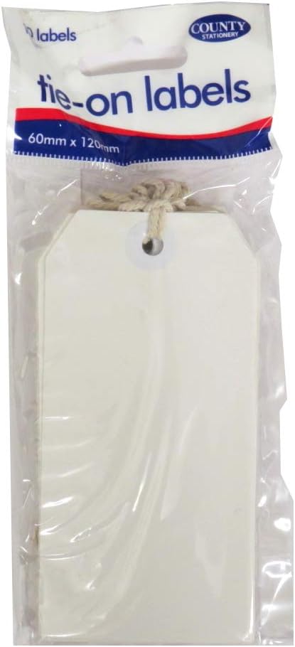 White Colour tie-on Luggage Labels 60x120 mm Strung Tags - Pack of 10