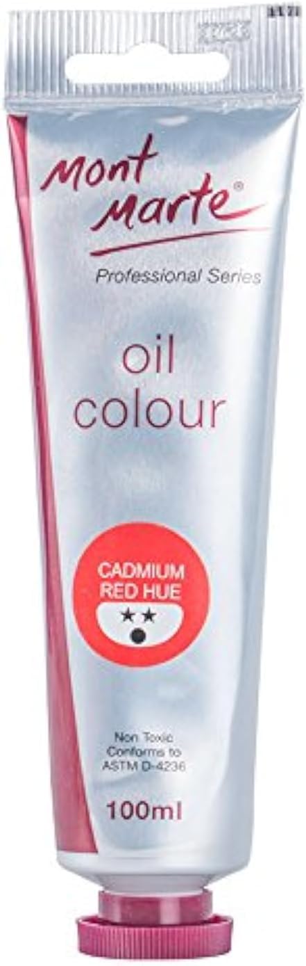 Mont Marte Oil Paint Premium, 3.4 US fl.oz (100ml) Tube, Cadmium Red Hue, Heavy Body Paint, Artist Quality, Good Coverage, Excellent Tinting Strength, Ideal for Painting Canvas
