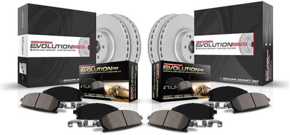 Power Stop CRK2822 Front and Rear Brake Kit For 2007-2012 Lexus ES350 | 2008-2012 Toyota Avalon | 2007-2011 Toyota Camry Coated Brake Rotors and Ceramic Brake Pads