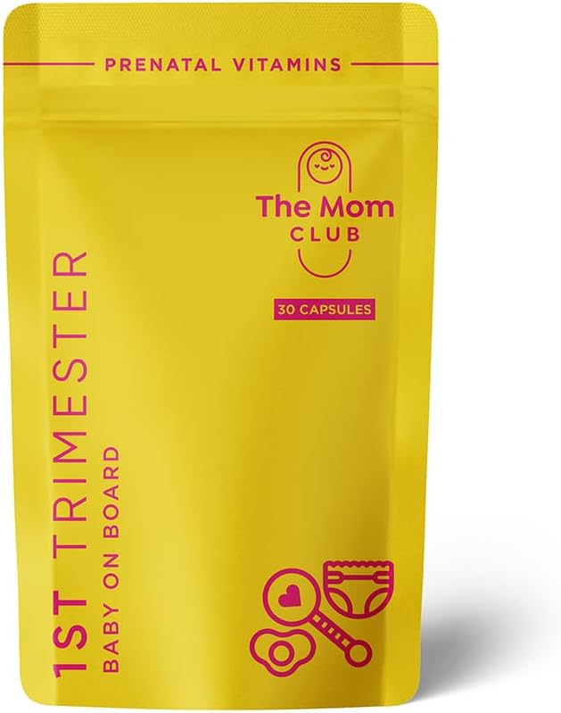 Pregnancy Vitamins for Women – 1st Trimester – Morning Sickness Relief & Baby Development – Weeks 1 to 12 – Prenatal Supplement with Folic Acid, Iron, B6 & Ginger – 30 Vegan Capsules – 1 Month Supply