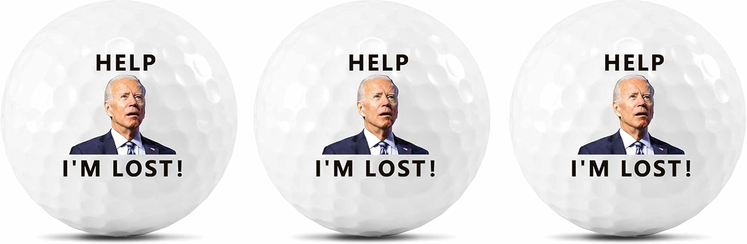 Lymhy 3 Pack Biden Golf Balls Funny Confused Joe Biden Help I'm Lost Cute Novelty Golf Balls Gifts
