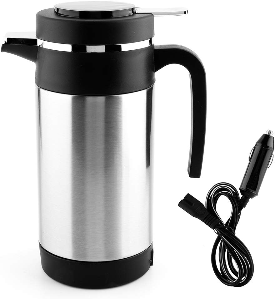 Auto Wasserkocher - Portable Car Electric Kettle Cigarette Lighter 12V Stainless Steel Travel Thermoses Heating Hot Water Mugs for Tea Coffee Auto Shut Off 1000ML