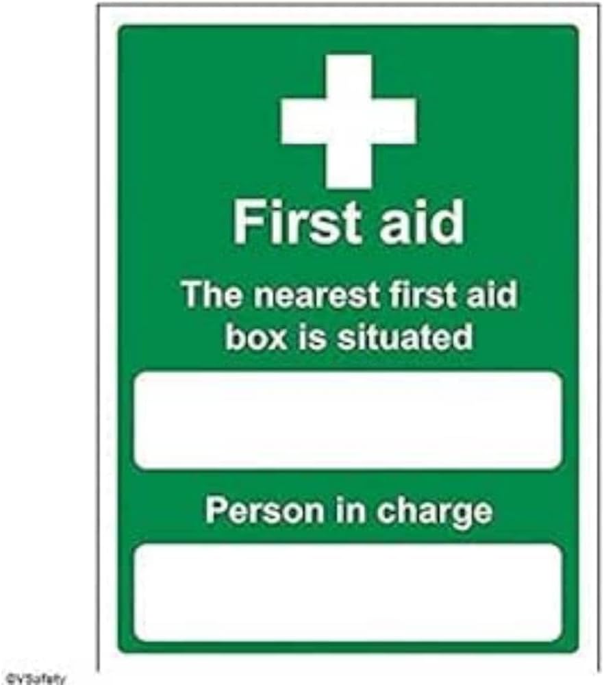V Safety 31010AN-S Box Situated/Person In Charge Sign - Portrait - 150mm x 200mm - Self Adhesive Vinyl, Green