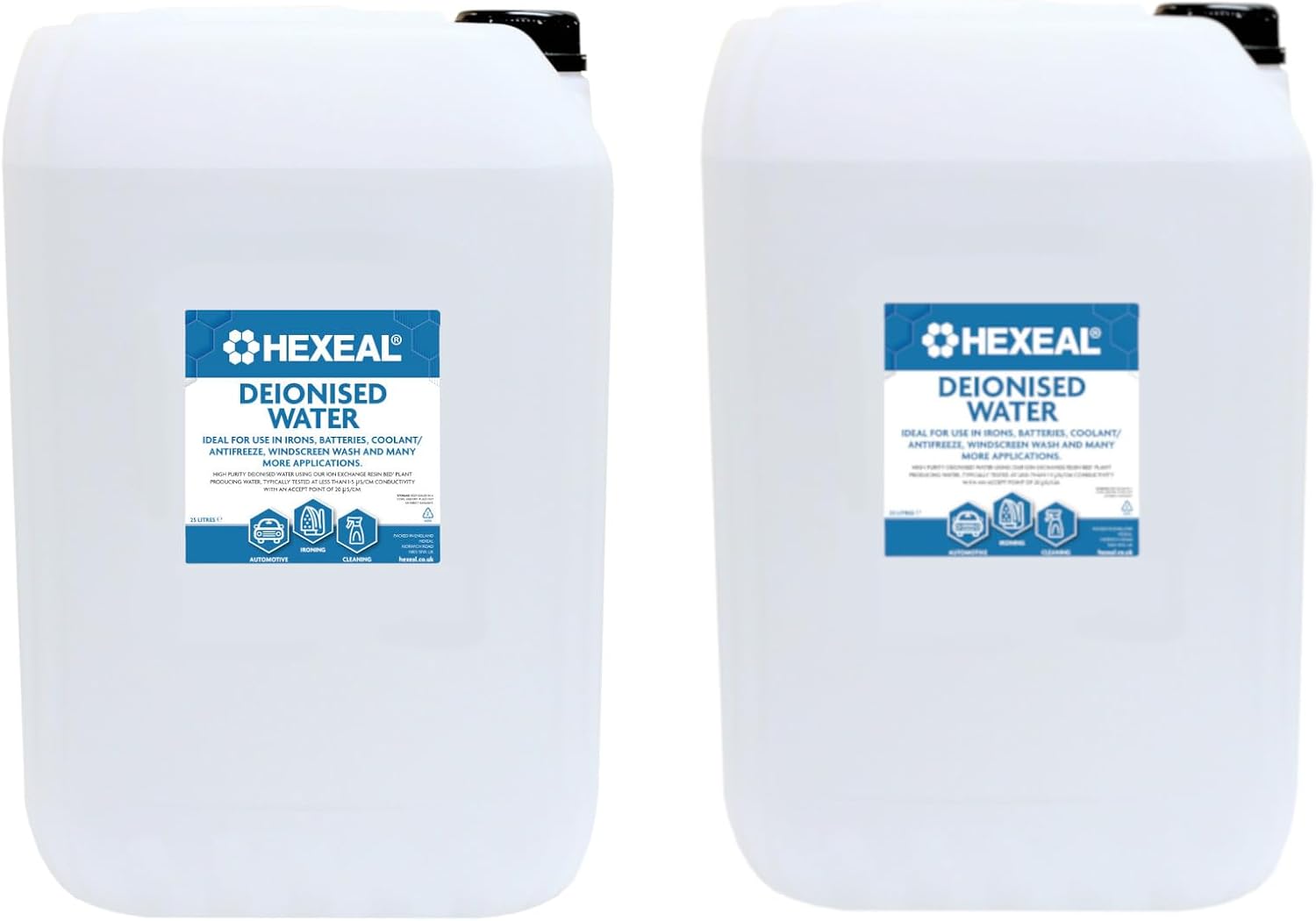 Hexeal Deionised Water 50L - For Steam Irons, Car Batteries & Vehicles