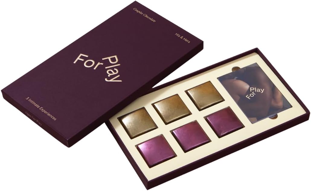 His & Hers – Intimacy-Enhancing Aphrodisiac Chocolates for Date Night – Ethically Sourced, Gluten-Free, Vegan Dark Chocolate – 6 Chocolates & Play Cards for Connection (His & Hers – Vegan Dark)