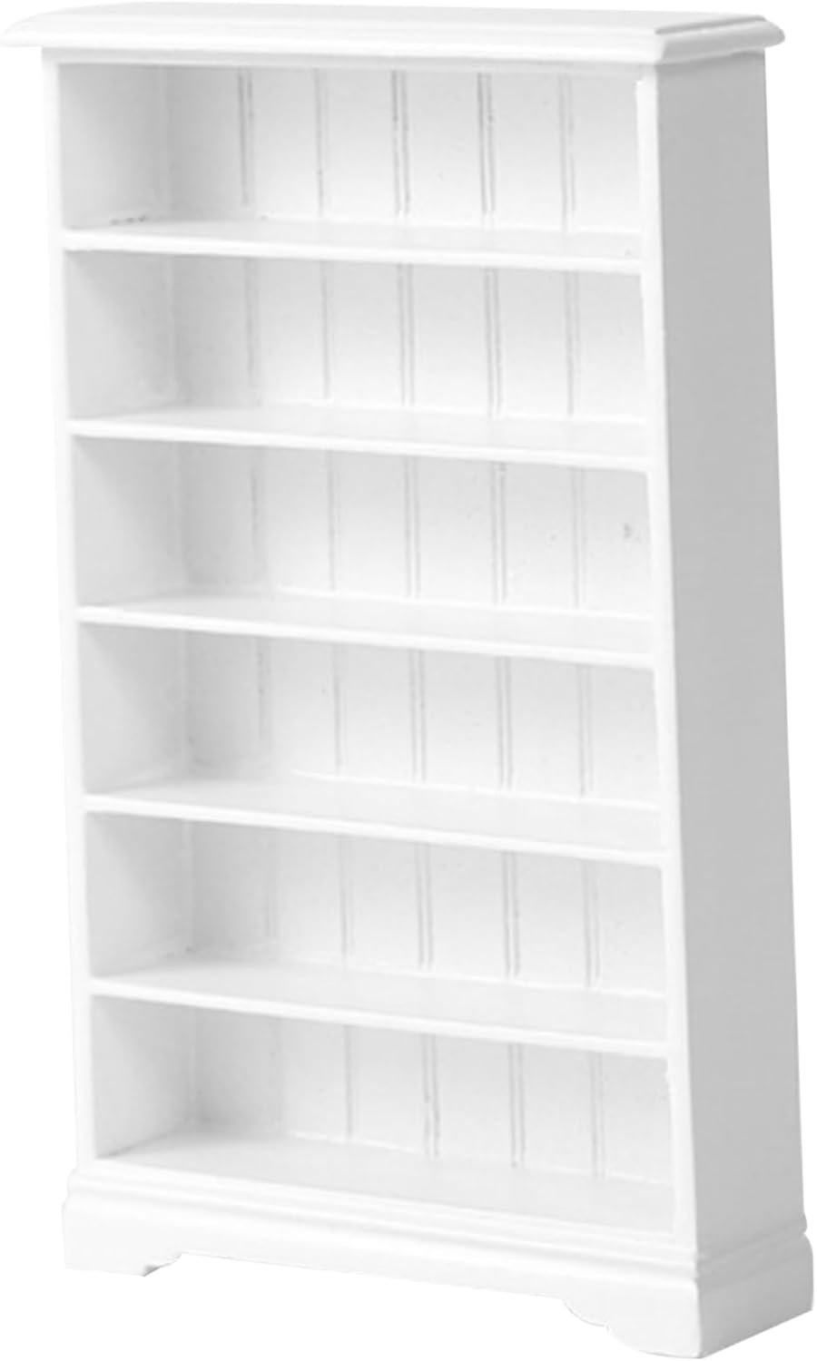 Dollhouse Bookshelf, 4 x 1 x 6 Inch 1:12 Scale White Bookshelf, 6 -Tier Wood Storage Racks, Display Miniature Bookshelf, Multifunctional Mini Wall Shelf for Doll House Decor