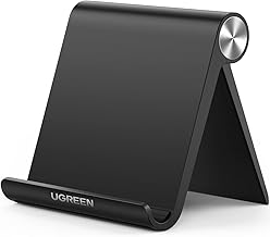 UGREEN Cell Phone Stand for Desk Phone Holder Foldable Portable Adjustable Compatible with iPhone 16 15 14 13 Pro Max, iPhone 12 11 Plus SE XS XR 8 7, Office Desk Travel Accessories, Black