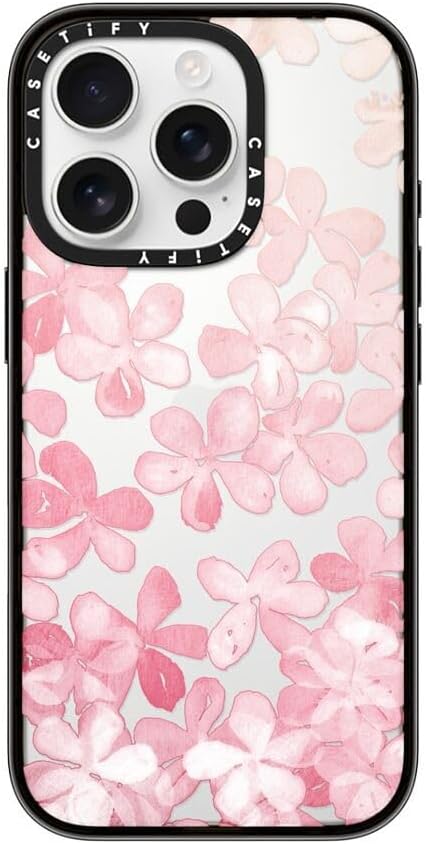 CASETiFY Compact Case for iPhone 16 Pro [Lightweight / 4 ft. 2X Military Grade Drop Protection/Slim] - Spring Blossoms - Clear Black