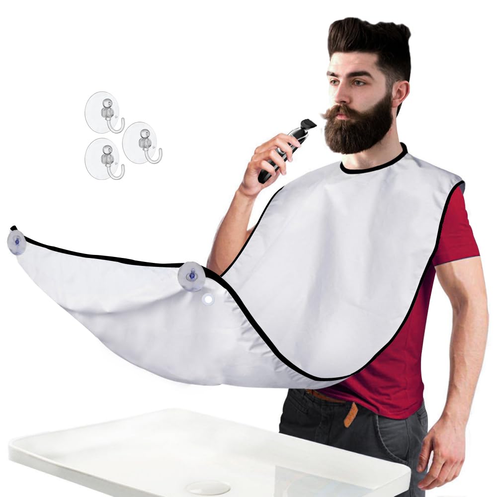Beard Shaving Catcher Bib - The Smart Way to Shave - Beard Trimming Apron & Shaving Cape - Perfect Grooming Gift or Men's Birthday Gift - by Mobi Lock