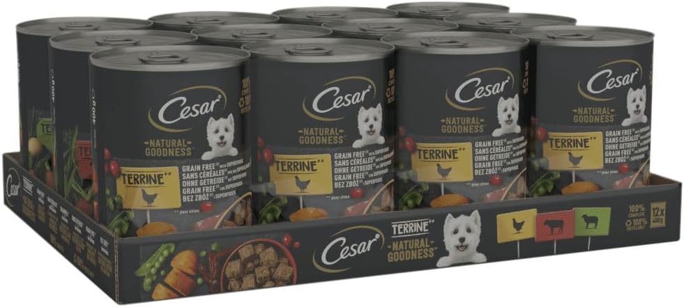 Cesar Natural Goodness in Loaf 12 x 400 g Cans, Adult Premium Wet Dog Food, Mixed Selection
