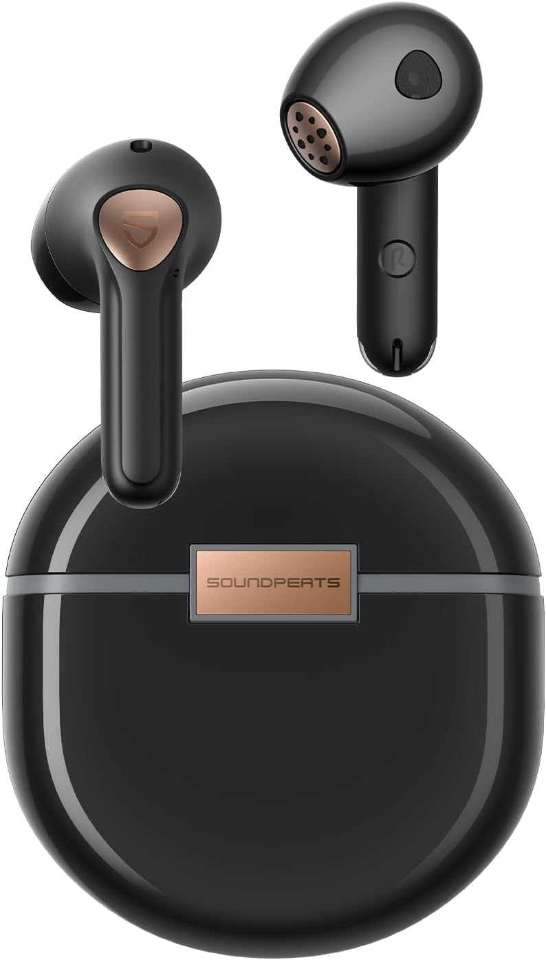 SoundPEATS Wireless Earbuds Hi-Res Audio with LDAC Codec, Air4 Lite Bluetooth 5.3, Semi-In-Ear Headphones, 6-Mic Noise Cancelling for Calls, 30-Hour Playtime, Multi-Point Connection