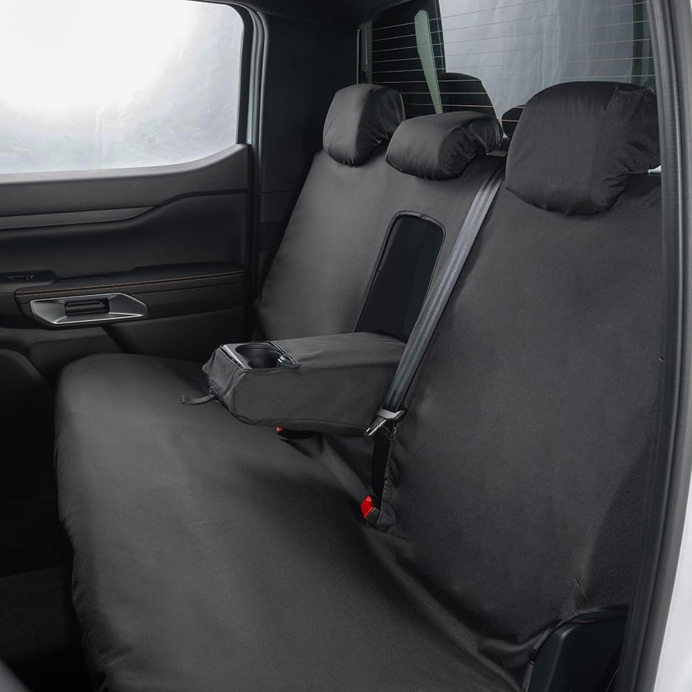 My Van Seat Covers | To Fit Ford Ranger Wildtrak Seat Covers 2022 Onwards | Tailored Waterproof Easy to Fit | Rear Black - MVSC1192B
