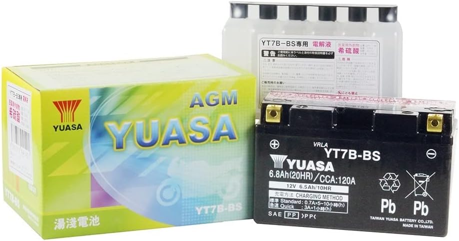 Yuasa YUAM62T7B YT7B-BS Maintenance Free AGM Battery with Acid pack