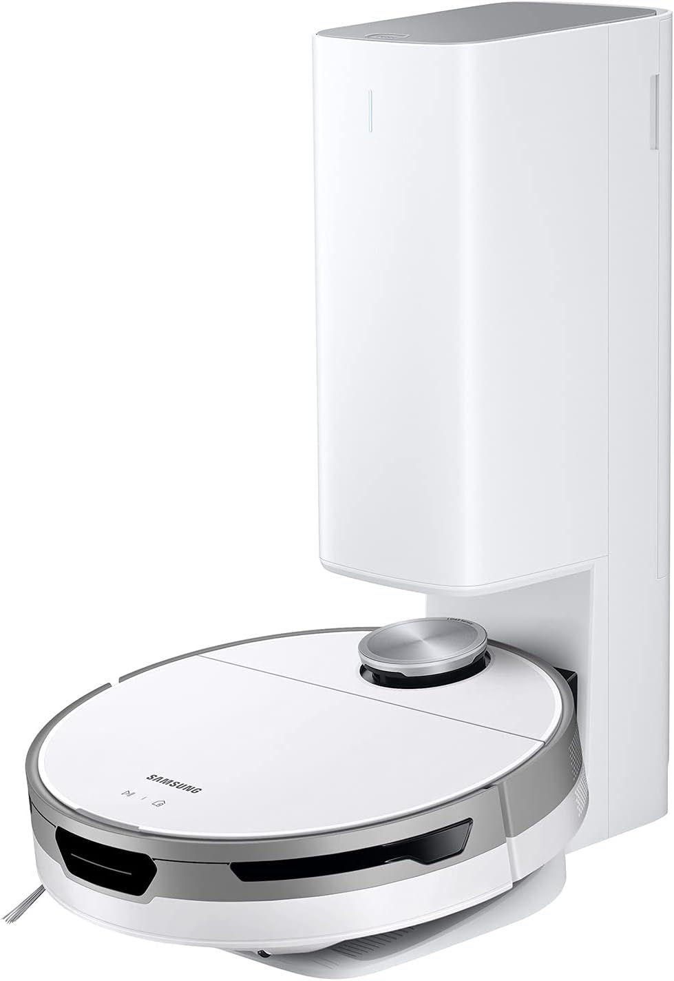 SAMSUNG Jet Bot+ Robot Vacuum Cleaner w/ Clean Station, Automatic Emptying, Precision Cleaning, 5-Layer Filter, Intelligent Power Control for Hardwood Floors, Carpets, Area Rugs, VR30T85513W/AA, White