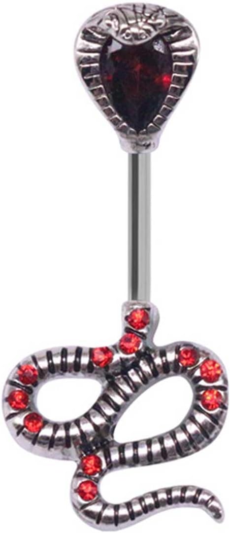 14G Belly Button Ring Navel Split Snake Cobra for Women Surgical Steel CZ Belly Rings
