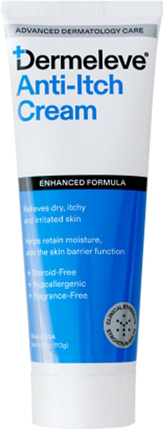 Dermeleve Steroid Free Anti-Itch Cream | Extra Strength for Psoriasis, Seborrheic Dermatitis, Viral Rash, Bug Bites, Allergy, Chronic Hives, Neuropathy (Nerve) | Full Body Itch Relief | 4 oz (1 Pack)