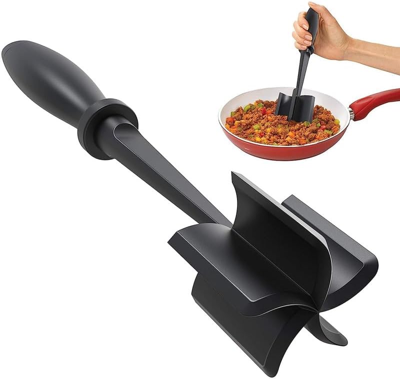 Meat Chopper, Heat Resistant Meat Masher for Ground Beef, Hamburger Meat, 5 Curve Blade Hamburger Chopper, Ground Meat Smasher Ground Beef Chopper, Mix and Chop Kitchen Tool