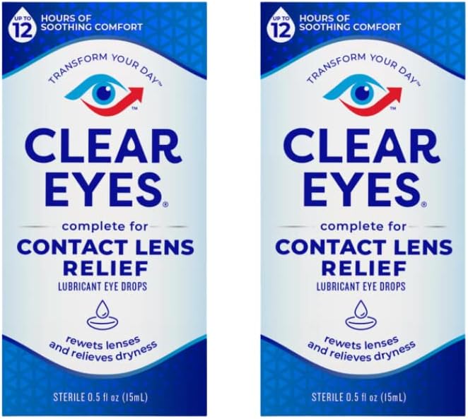 Clear Eyes Contact Lens Relief Eye Drops,0.5 Fl Oz (Pack of 2)