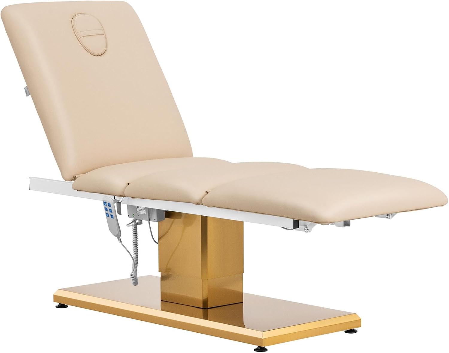 physa Electric Beauty Bed 3 motors 300 W 190 x 65 x 60-76 cm 200 kg beige/gold Massage bed Beauty couch Electric beauty bed Tattoo chair