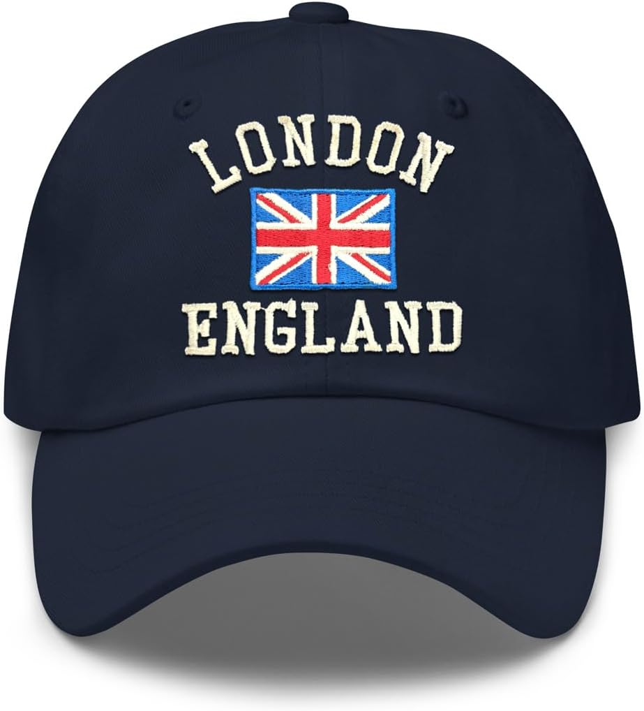 FifthRiver London England Baseball Cap for Men Women, Embroidered UK Union Jack Flag, Adjustable Breatheable Dad Hat