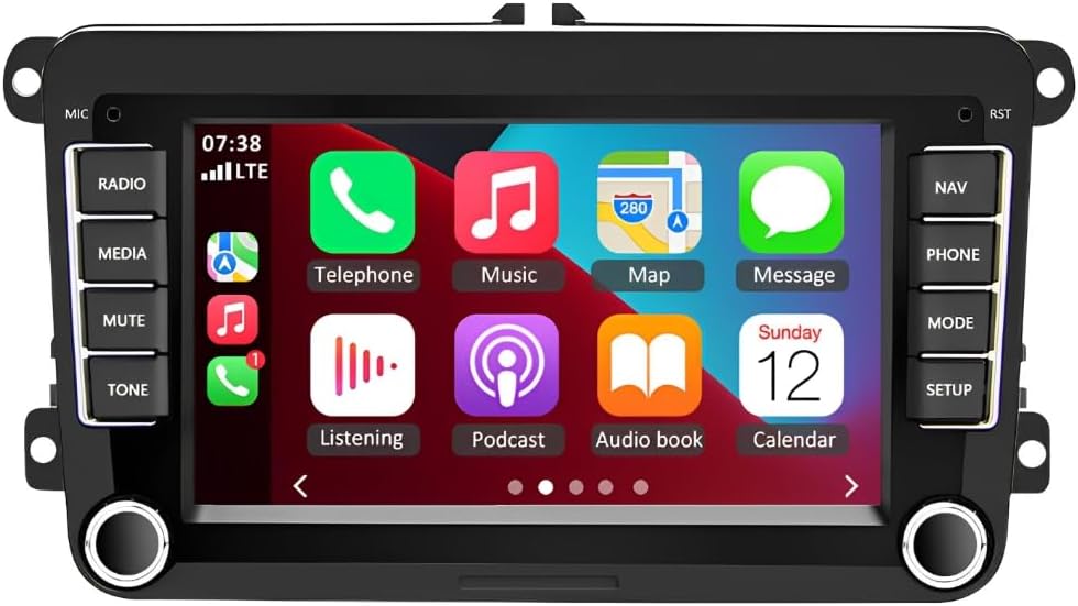 7 inch Upgrade Car Stereo for VW Caddy 2003-2020 Double Din Radio, 2+32G Touchscreen GPS Navigation Head Unit with Wireless Carplay Android Auto Bluetooth AHD Backup Camera FM/RDS SWC