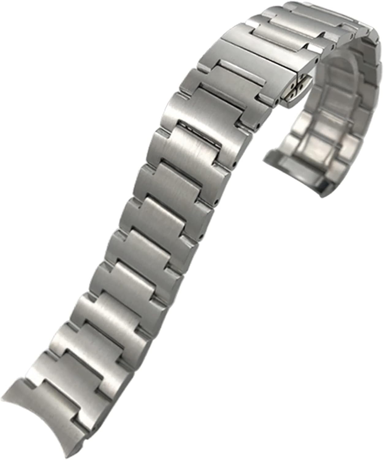 HSPTR Curved End Solid Stainless Steel Watch Band 21mm For MIDO M021.431 For MIDO 40mm Commander Watch Series Silver Men Wrist Strap