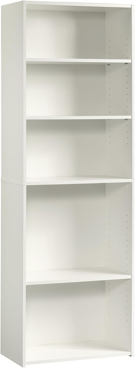 Sauder Beginnings 5 Bookcase/Book Shelf, L: 24.57" x W: 11.50" x H: 71.18", Soft White