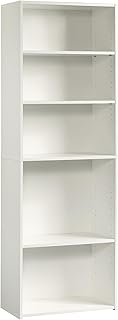 Sauder Beginnings 5 Bookcase/Book Shelf, L: 24.57" x W: 11.50" x H: 71.18", Soft White