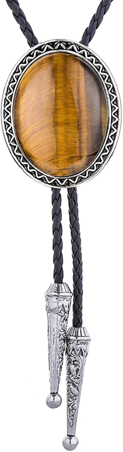 HUABOLA CALYN Bolo tie, Handmade Round Shape Western Cowboy Bola Tie