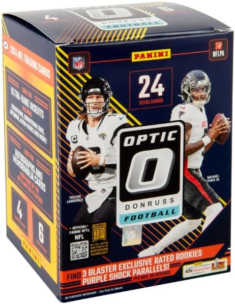 2024 Panini Donruss Optic Football Trading Cards Blaster Box (Purple Shock) (6 Packs/Box)