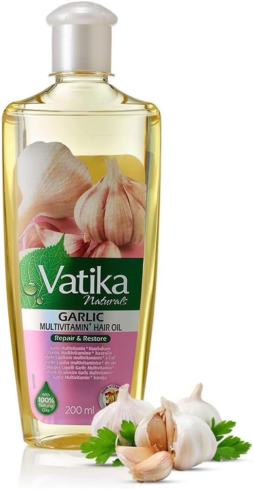 Vatika Multivitamin Garlic Hair Oil - 200ml | For Beautiful Strong Hair | Enriched With Garlic, Ghergir, & Rosemary | 100% Natural Oils For Complete Nourishment