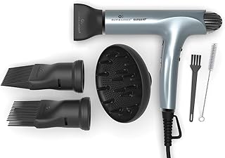 Olivia Garden SuperHP High Performance Professional Hair Dryer 1875 Watts Brushless Motor, Lightweight, Quiet and Powerful with 4 attachments