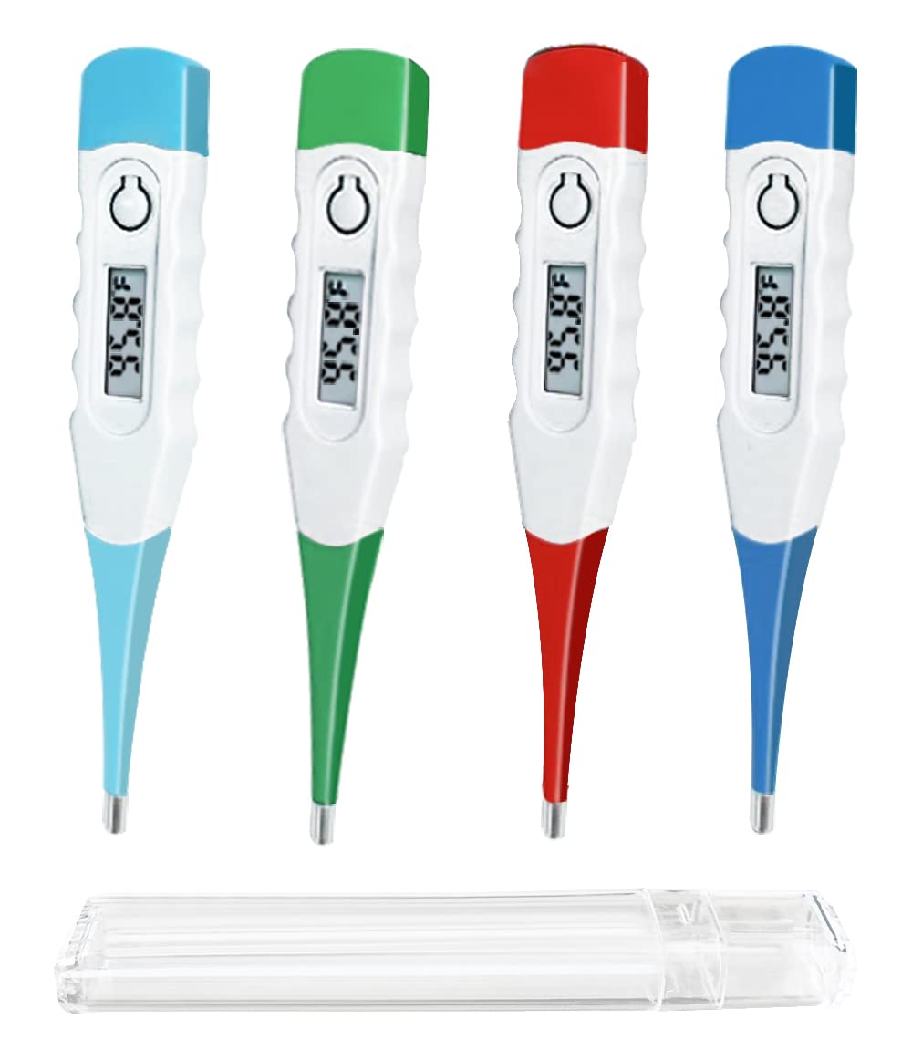 Oral Thermometer, Digital Thermometer for Oral, Rectal or Under Arm Use (A, Pack of 4)