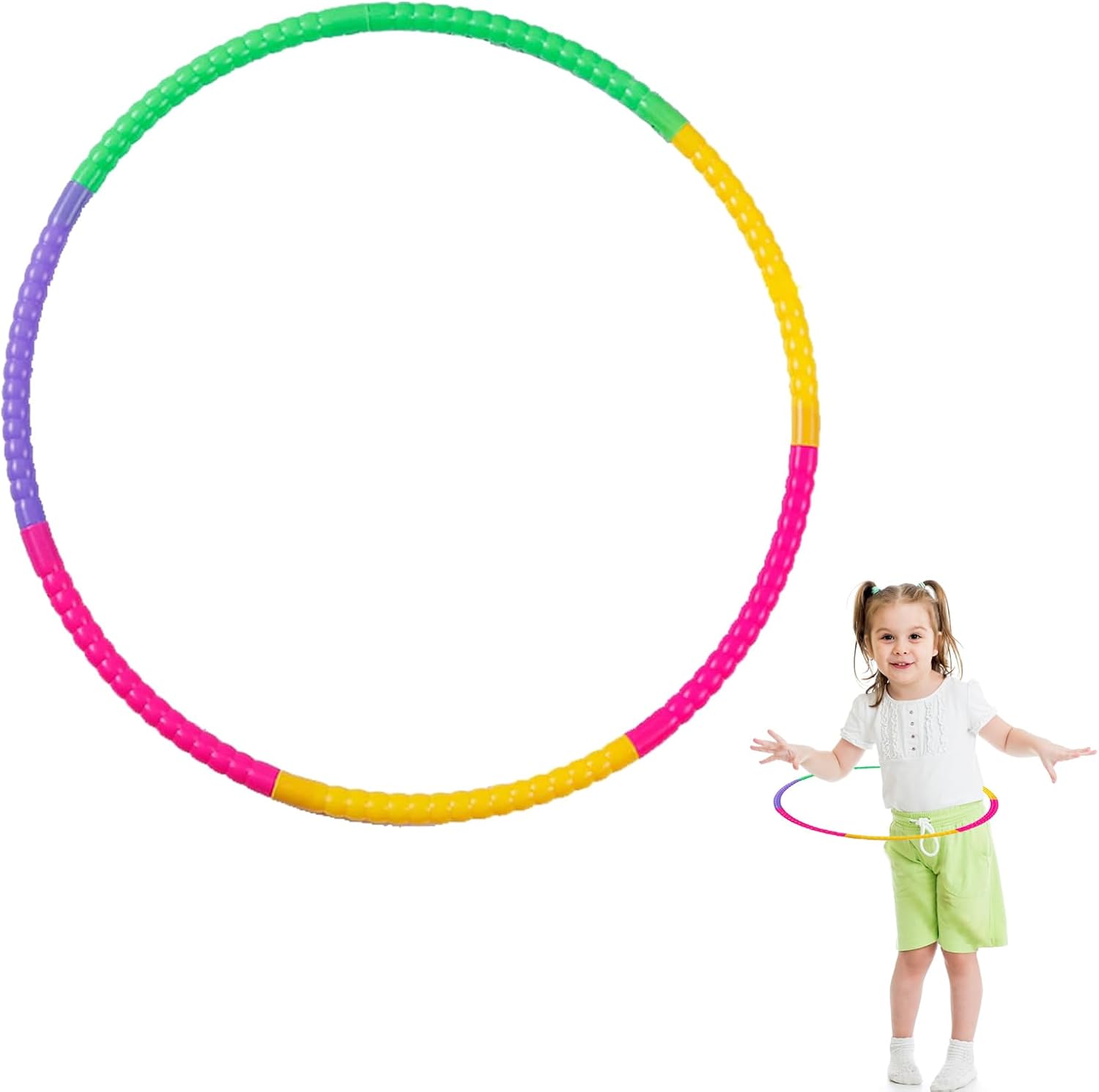 Adjustable Collapsible Kids Dance & Gymnastics Hula Hoop - Detachable & Portable for Kids' Fitness & Fun