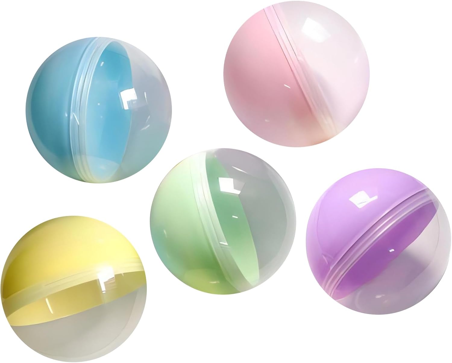 50 Pcs Small Round Capsules, Empty Clear Colored Capsules Twisted Round Balls Vending Gumball Machines Capsules Prize Container Fillable Surprise Ball for Kids Party Favor Prize (Style-A)
