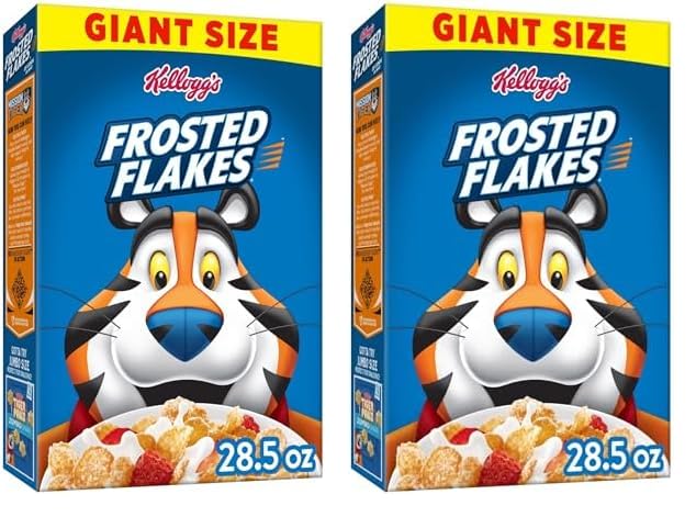 Kellogg's Frosted Flakes Breakfast Cereal, Kids Cereal, Family Breakfast, Giant Size, Original, 28.5oz Box (1 Box) (Pack of 2)
