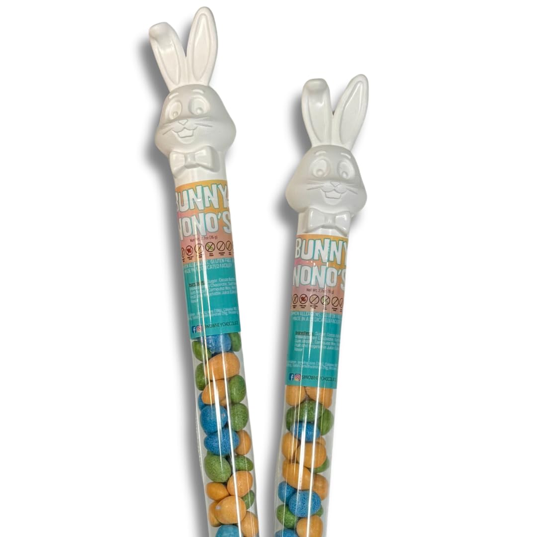 Vegan, Gluten Free Bunnies (2 Pack) Chocolate Candy Filled Easter Tubes | Dairy Free Chocolate Easter | Milk, Nut, Soy and Sesame Free by No Whey Foods