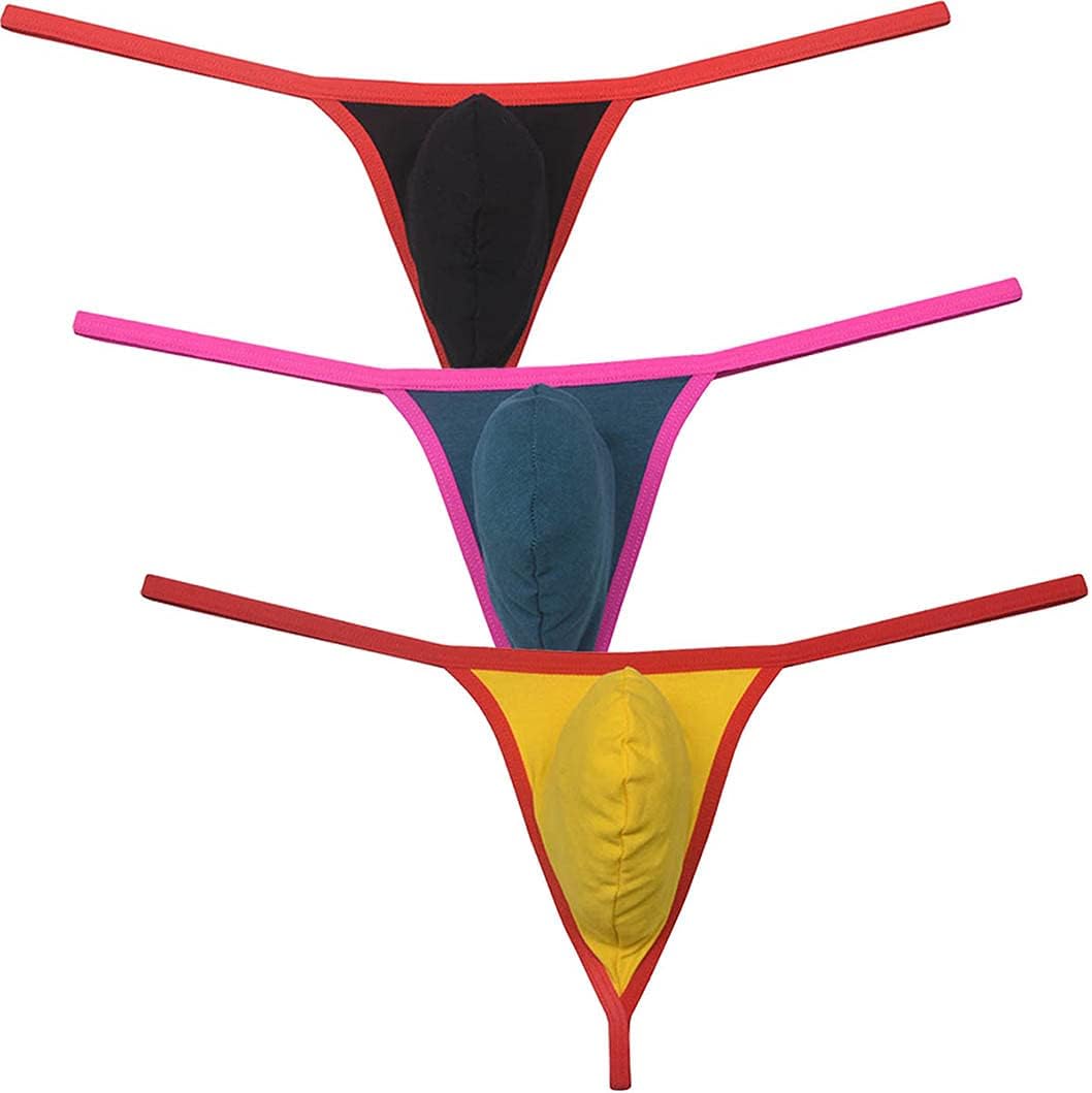 Men Stretch Cotton Micro Thong Underwear Contour Pocuh G-String Tangas