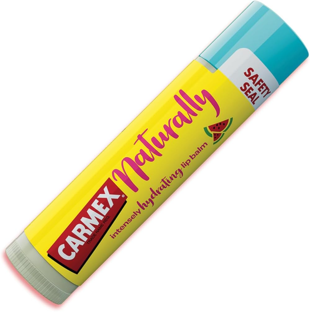 Carmex Naturally Watermelon Lip Balm Stick SPF 15 For Sun Protection Soothes And Repairs Dry, Cracked Lips Intensely Hydrating Winter Lip Care Formula (4.25 g)