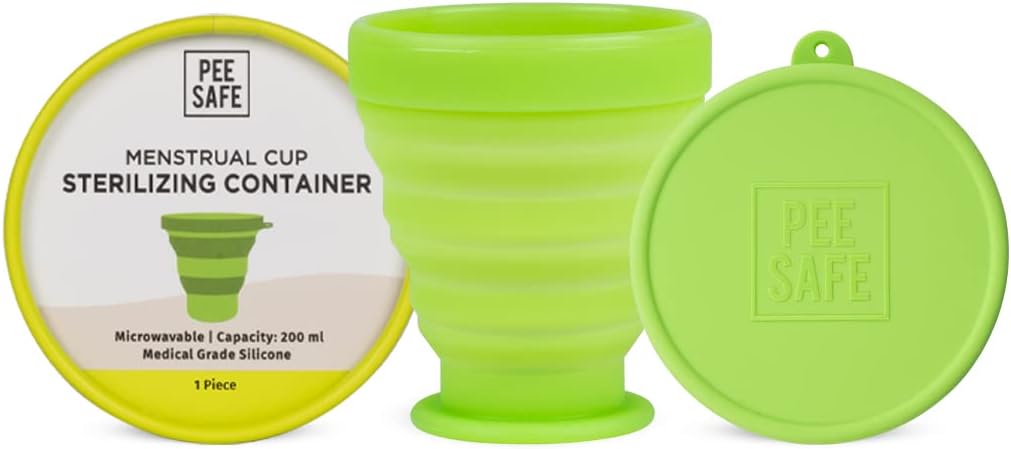 PEESAFE Menstrual Cup Sterilizing Container (1N) | Made with Medical Grade Silicone | Menstrual Cup Cleaner | Microwaveable, Menstrual Cup sterilizer | Compact and Travel Friendly